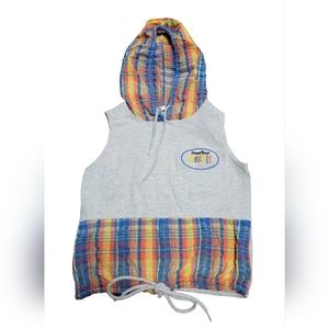 Vintage 1990s Next Exit Street Beat Nexxit sleeveless hooded plaid shirt